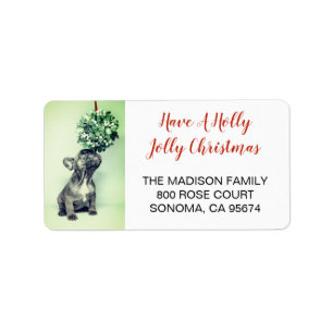 Étiquette French Bulldog & Mistletoe Return Address Label