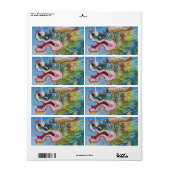 Étiquette Fresque chinoise Foo Dog / Lion Guardian (Feuille entière)