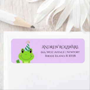 Étiquette Frog Clover Adresse de retour Lilac