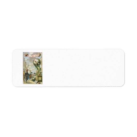 Étiquette Frontispice d'atlas d'époque baroque Globe terrest (Devant)