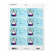 Étiquette Frost Man Snow Globe Folk Art GIFT (Feuille entière)