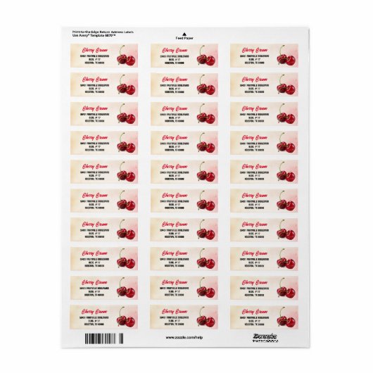 Étiquette Fruit cerise (Feuille entière)