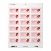 Étiquette Fruit de fraise rouge sur fond rose avec texte per (Feuille entière)