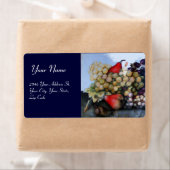 Étiquette FRUITS DE SAISON 1 - RAISONS ET POIRS bleu (En situation)