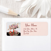 Étiquette FRUITS DE SAISON, JASMINES, PRUNES FEUILLE Rose Bl (En situation)