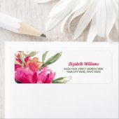 Étiquette Fuchsia Aquarelle Floral Retourner l'adresse Étiqu (En situation)