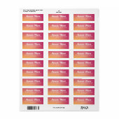 Étiquette Fuchsia dégradé rose orange moderne adresse de ret (Feuille entière)