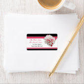 Étiquette Fuchsia Flower Pink & Black Address Labels (En situation)