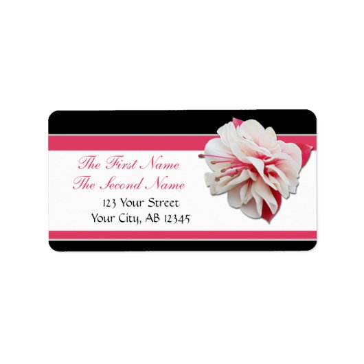 Étiquette Fuchsia Flower Pink & Black Address Labels (Devant)