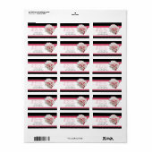 Étiquette Fuchsia Flower Pink & Black Address Labels (Feuille entière)