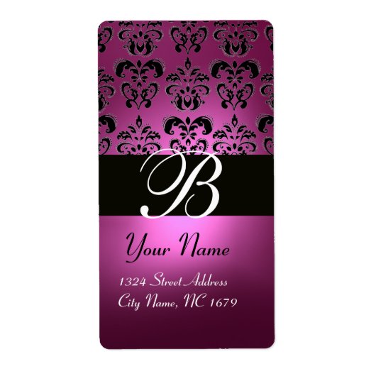 ÉTIQUETTE FUCHSIA ROSE NOIR PURPLE AMÉTHYST DOMMASK MONOGRAM (Devant)