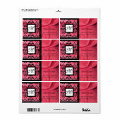 ÉTIQUETTE FUCHSIA ROSE NOIRE DOMMASQUE DE SOIE, MONOGRAMME C (Feuille entière)