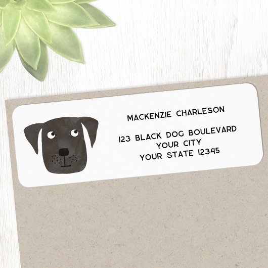 Étiquette Fun Black Dog Personalized Return Address