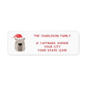 Étiquette Fun Capybara Santa Hat Adresse de retour (Devant)