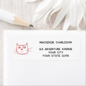 Étiquette Fun Cartoon Chat Adresse de retour personnalisée (En situation)