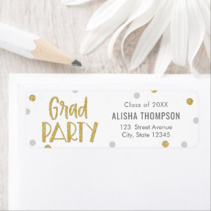 Étiquette Fun Confetti Graduation Party Return Adresse Label