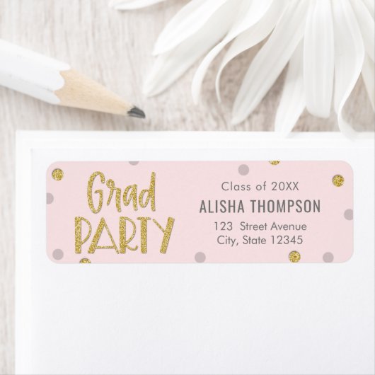 Étiquette Fun Confetti Graduation Party Return Adresse Label (En situation)