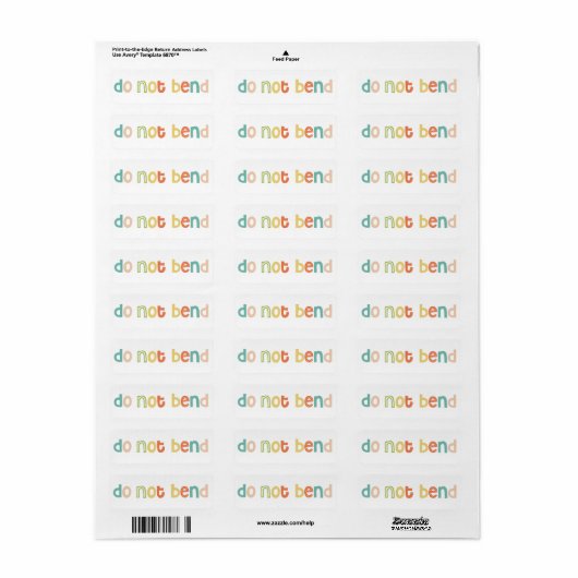 Étiquette Fun Do Not Bend Design (Feuille entière)