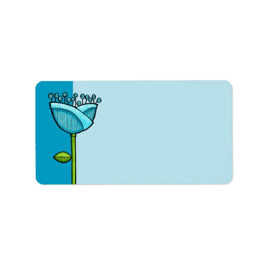 Étiquette Fun Doodle Flowers bleu rose (Devant)