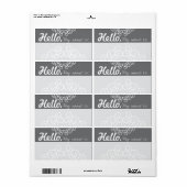 Étiquette Fun Fancy Nom de la fête Tags - 2 tons gris (Feuille entière)