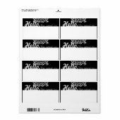 Étiquette Fun Fancy Nom de la fête Tags - Black & White Flou (Feuille entière)