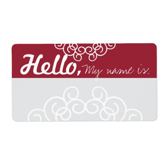 Étiquette Fun Fancy Party Nom Tags - Rouge & Grey (Devant)