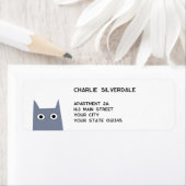 Étiquette Fun Gray Cat Return Address (En situation)