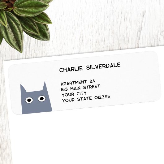Étiquette Fun Gray Cat Return Address