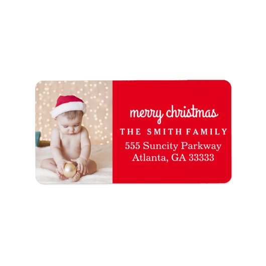 Étiquette Fun Holiday Photo Rouge Noël (Devant)