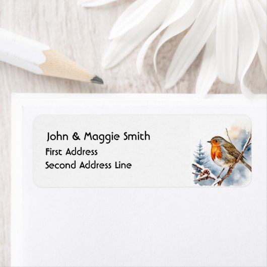 Étiquette Fun Noël Anglais Robin Winter Forest Scène (En situation)