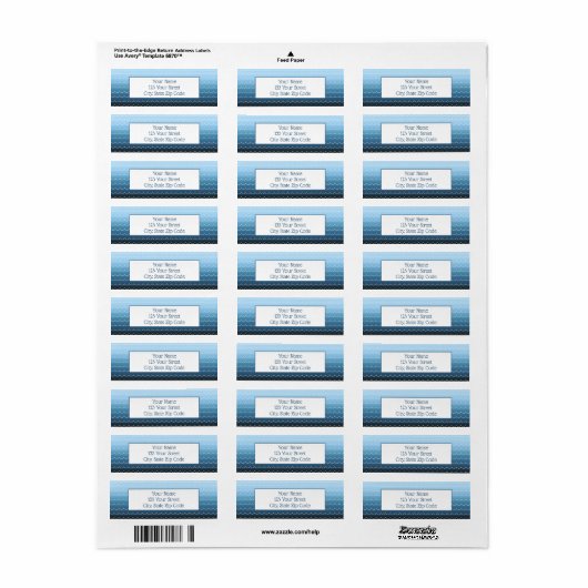 Étiquette Fun Wave Motif Lumière au dégradé bleu foncé (Feuille entière)