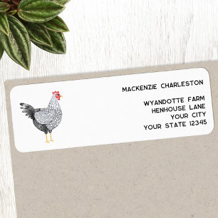 Étiquette Fun Wyandotte Poulet Aquarelle Adresse de retour