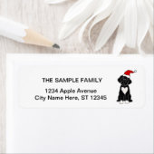 Étiquette Funky Black Portugais Water Dog Noël (En situation)