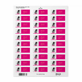 Étiquette Funky Zebra avec cravate arc rose (Feuille entière)