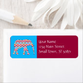 Étiquette Funky Zigzag Chevron Elephant sur bleu Turquoise (En situation)