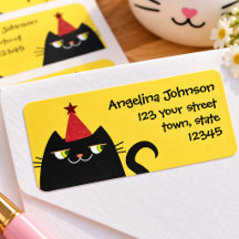 Funny Black Cat Party Adresse de retour