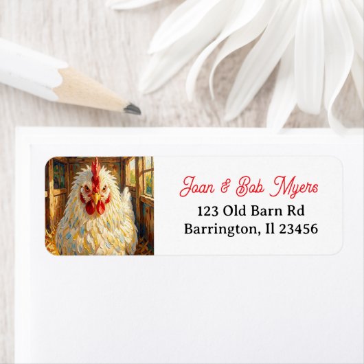 Étiquette Funny Close Up of Impasto Chicken that looks Mad (En situation)