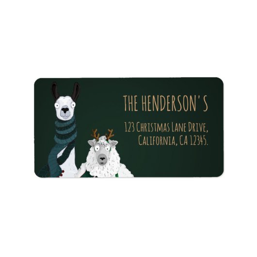 Étiquette Funny Festive Chic Llama & Sheep Return Address (Devant)