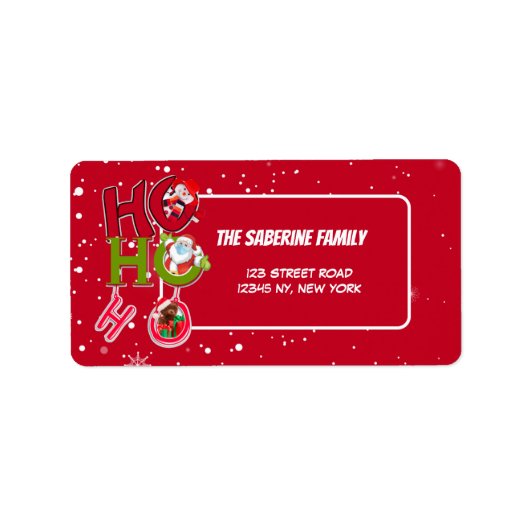 Étiquette Funny HO HO Rétro Noël Adresse de Noël (Devant)