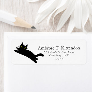 Étiquette Funny Jumping Acrobat Black Cat Art Silhouette