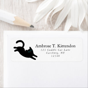 Étiquette Funny Jumping Acrobat Black Cat Art Silhouette