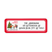 Étiquette Funny Nutcracker Famille de cinq Noël rouge (Devant)