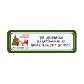 Étiquette Funny Nutcracker Famille de cinq Noël vert (Devant)