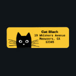Étiquette Funny Peeking Chat noir | Adresse de retour mignon<br><div class="desc">Ajoutez une touche personnelle amusante à vos lettres pour la maison ou le travail avec ces étiquettes d'adresse de retour de chat noir. Chat noir amusant à regarder avec de longs whiskys. Personnalisation facile pour ajouter votre texte. Visitez le Doodle World de Jenn pour plus de fournitures de bureau d’amoureux...</div>