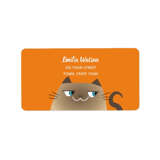 Étiquette Funny Siamese Chat Adresse de retour (Devant)