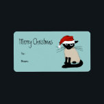 Étiquette Funny Siamese Père Noël Christmas Holiday Tags cad<br><div class="desc">Drôle Chat de Noël À & De Tags Cadeaux. Chat siamois portant un chapeau de Père Noël. Ces étiquettes d'autocollants de kitty grouchy sont amusants pour tous vos cadeaux de vacances.</div>