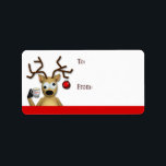 Étiquette Funny Tipsy Reindeer - Christmas Gift Labels<br><div class="desc">"To" and "From" gift labels for all of your Christmas gifts.</div>