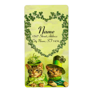 Étiquette FUNNY VIEILLE MODE ST PATRICK'S DAS CATS, Shamrock