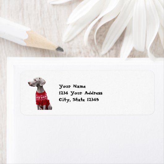 Étiquette Funny Weimaraner dans Noël Sweat Adresse (En situation)