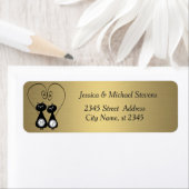 Étiquette Funny whimsical chat amour couple monogramme (En situation)